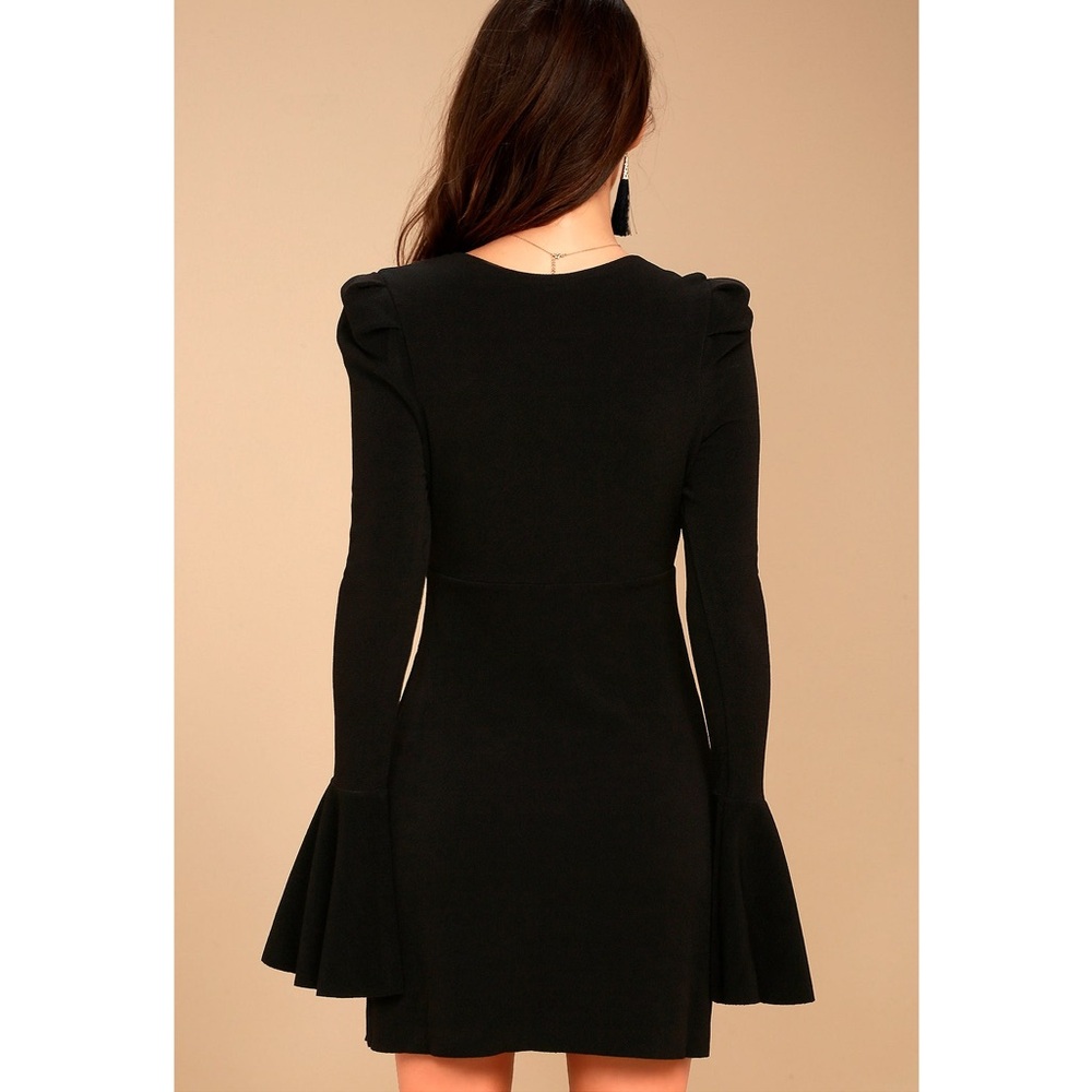 New FREE PEOPLE Talk About It Black Long Sleeve Mini Dress NWT - Picture 6 of 16